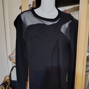 DKNY Black Sheer Panel Sweater